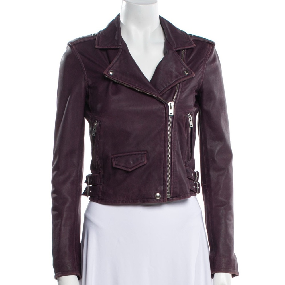 Iro Women's dark Purple burgundy Leather Jacket